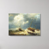 Schepen in een Storm aan de Nederlandse Kust Canvas Afdruk (Voorkant)