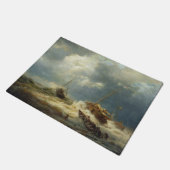 Schepen in een Storm aan de Nederlandse Kust Deurmat (Schuin)