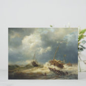 Schepen in een Storm aan de Nederlandse Kust Kaart (Staand voorkant)