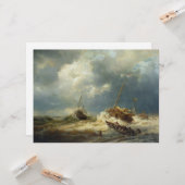 Schepen in een Storm aan de Nederlandse Kust Kaart (Voorkant / Achterkant in situ)