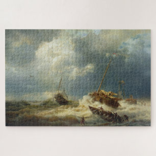Schepen in een Storm aan de Nederlandse Kust Legpuzzel