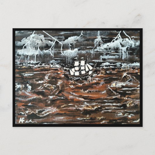 Schepen in een Storm Schilderij van Alfred Fox Briefkaart (Voorkant)