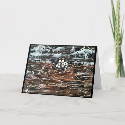Schepen in een Storm Schilderij van Alfred Fox Kaart (Voorkant)
