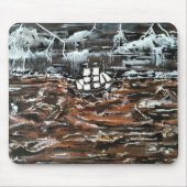 Schepen in een storm Schilderij van Alfred Fox Muismat (Voorkant)