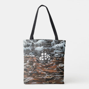 Schepen in een storm Schilderij van Alfred Fox Tote Bag