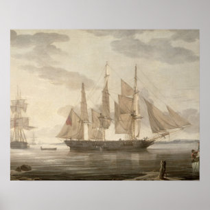 Schepen in Harbour, 1805 (olie op doek) Poster