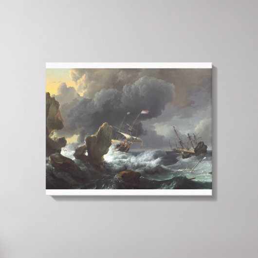 Schepen in Nood van een Rotsachtige Kust Canvas Afdruk (Voorkant)