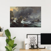 Schepen in nood voor een Rocky Coast Poster (Thuiskantoor)
