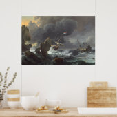 Schepen in nood voor een Rocky Coast Poster (Keuken)