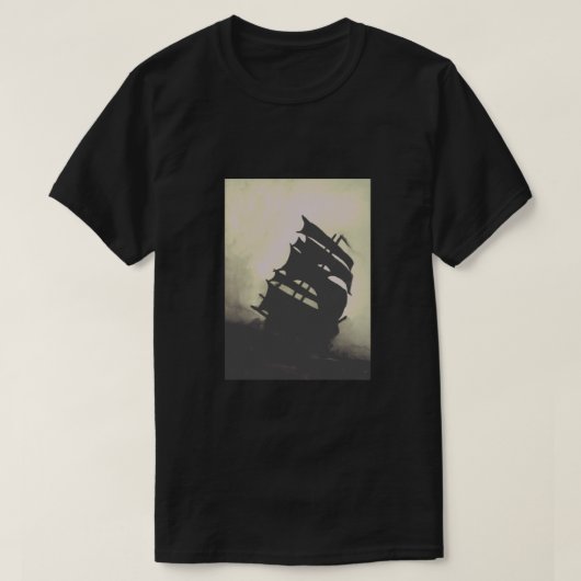 Schepen met handbeschilderd storm, zwart, Pearl T-shirt (Design voorkant)