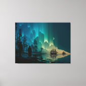 Schepen onder de maansikkel en het noorderlicht canvas afdruk (Voorkant)
