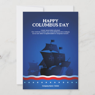 Schepen op Blauwe Achtergrond Columbus Dag Groet Kaart
