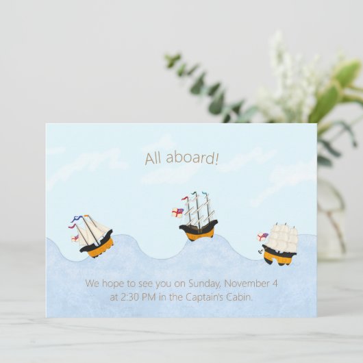 Schepen op het Rolling Zee Nautical gepersonalisee Kaart (Staand voorkant)