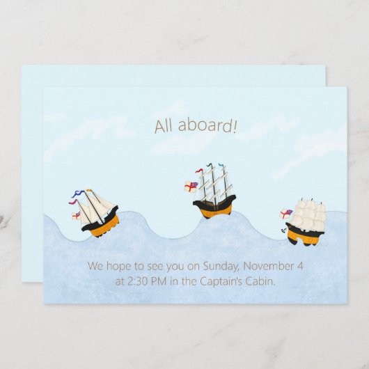 Schepen op het Rolling Zee Nautical gepersonalisee Kaart (Voorkant / Achterkant)