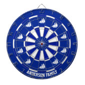 Schepen op marineblauw en wit dartbord (Voorkant)