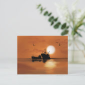 Schepen op zee briefkaart (Staand voorkant)