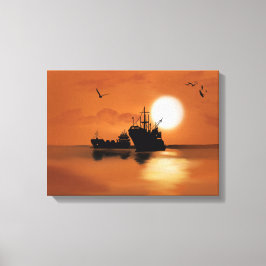 Schepen op zee canvas afdruk