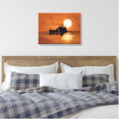 Schepen op zee canvas afdruk (Insitu (Slaapkamer))