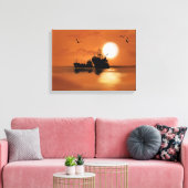 Schepen op zee canvas afdruk (Insitu (Woonkamer))
