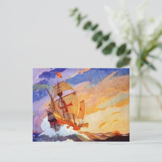 Schepen van Christoffel Columbus op zee  Briefkaart (Staand voorkant)