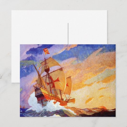 Schepen van Christoffel Columbus op zee  Briefkaart (Voorkant / Achterkant)