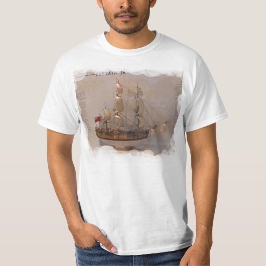 Schepen van de verkenners, kapitein James Cook T-shirt (Voorkant)