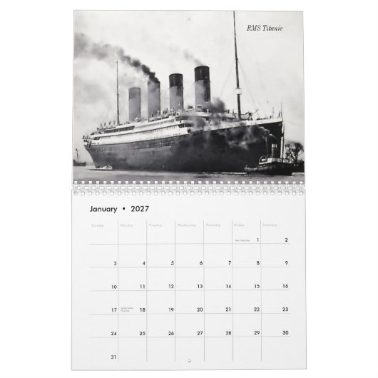 Schepen van de witte sterrenlijn kalender (Jan 2027)