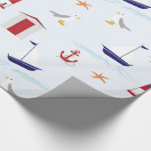 Schepen van tropische strandvuurtorens cadeaupapier (Hoek)