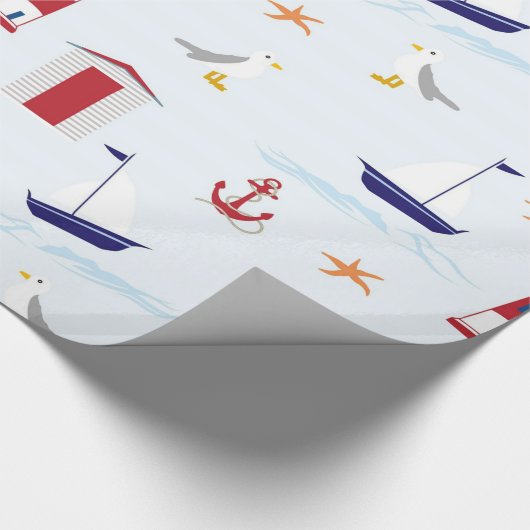 Schepen van tropische strandvuurtorens cadeaupapier (Hoek)