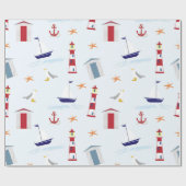 Schepen van tropische strandvuurtorens cadeaupapier (Vlak)