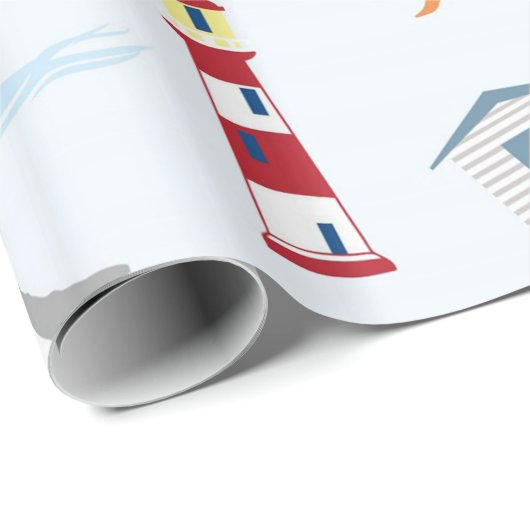 Schepen van tropische strandvuurtorens cadeaupapier (Rol Hoek)