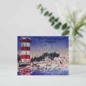 Schepen van vuurtoren van de waterverf, geverfd briefkaart (Staand voorkant)