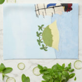 Schepen vechten bij Zee nabij Tropical Island Theedoek (Gevouwen)