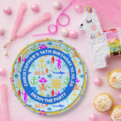 Schepen, vissen, Piraten. Kleurrijk Nautisch Patro Papieren Bordje (Feest)