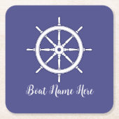 Schepen Wiel Wit en Blauw (gepersonaliseerd) Kartonnen Onderzetters (Voorkant)