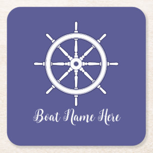 Schepen Wiel Wit en Blauw (gepersonaliseerd) Kartonnen Onderzetters