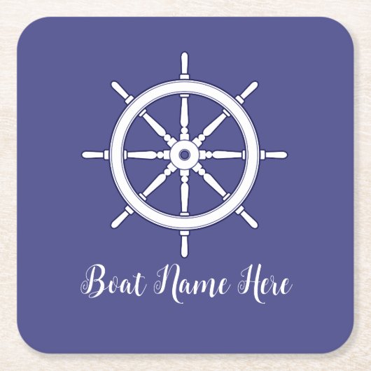 Schepen Wiel Wit en Blauw (gepersonaliseerd) Kartonnen Onderzetters (Voorkant)