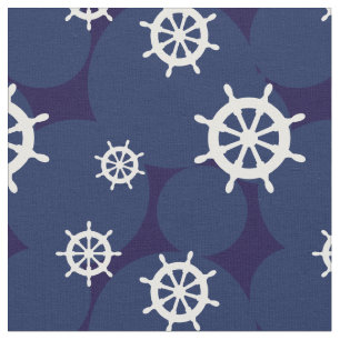 Schepen Wielen Marine Blauw en Wit Nautisch Patroo Stof