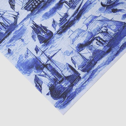  SCHEPEN, ZEEVAARTUIGEN, marineblauw Tissuepapier (Detail)