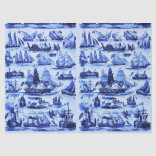 SCHEPEN, ZEEVAARTUIGEN, marineblauw Tissuepapier