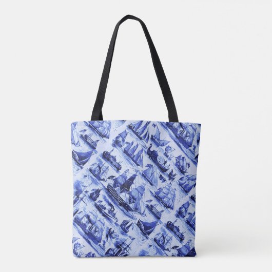 SCHEPEN, ZEEVAARTUIGEN, marineblauw Tote Bag (Achterkant)