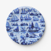  SCHEPEN, ZEEVAARTUIGEN, Navy Blue Nautical Papieren Bordje (Voorkant)