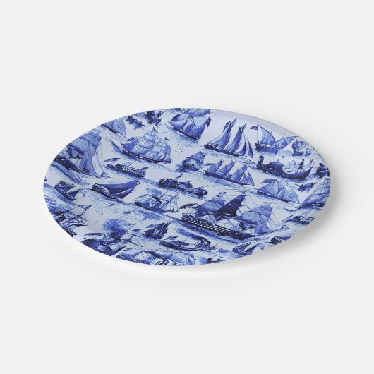  SCHEPEN, ZEEVAARTUIGEN, Navy Blue Nautical Papieren Bordje (Gekanteld)