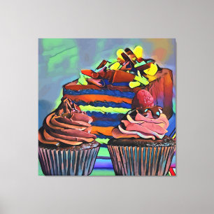 Scheppen en taart Nog steeds Abstracte kunst Canvas Afdruk