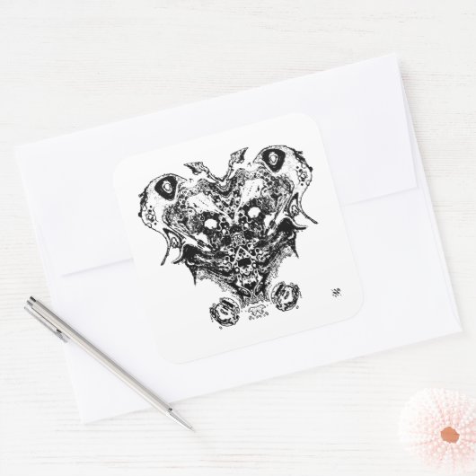 Scheppen (gezicht als fantasie) vierkante sticker (Envelop)