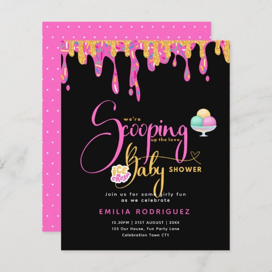 Scheppen omhoog Liefde Ijs Creme Baby Meisje Douch (Voorkant / Achterkant)