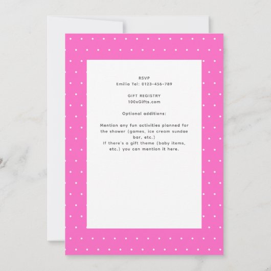 Scheppen omhoog Liefde Ijs Creme Baby Meisje Douch Kaart (Achterkant)