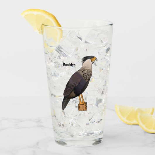 Scheppende caracara-vogelschilderij cartoon glas (Voorkant ijs)