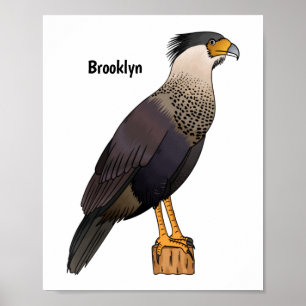 Scheppende caracara-vogelschilderij cartoon poster