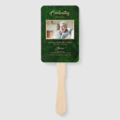 Scheppende groen- en goudkalligrafie-reeks ventila handwaaier (Voorkant)